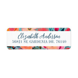 Etiqueta Pretty Botanical Girly Floral Return Address