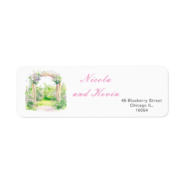 Etiqueta Primavera Floral Wedding Arch address (Frente)