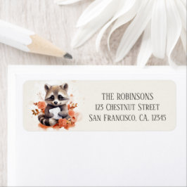 Etiqueta Primavera Watercolor Raccoon - Endereço de devoluç