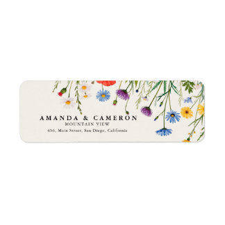 Etiqueta Primavera Wild Flower Meadow Wedding Endereço