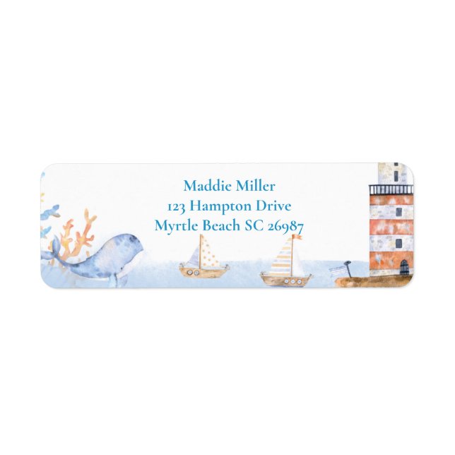 Etiqueta Primeiro Aniversário Boys Farol Azul Náutico (Frente)