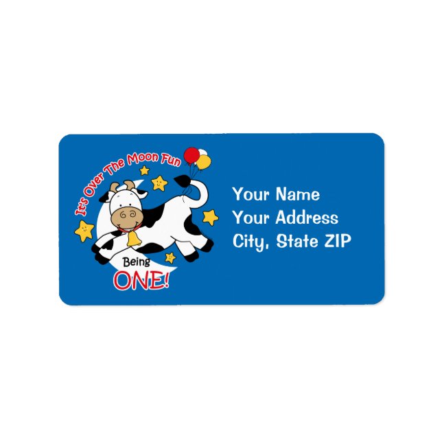 Etiqueta Primeiro aniversario de Vaca sobre Lua (Frente)