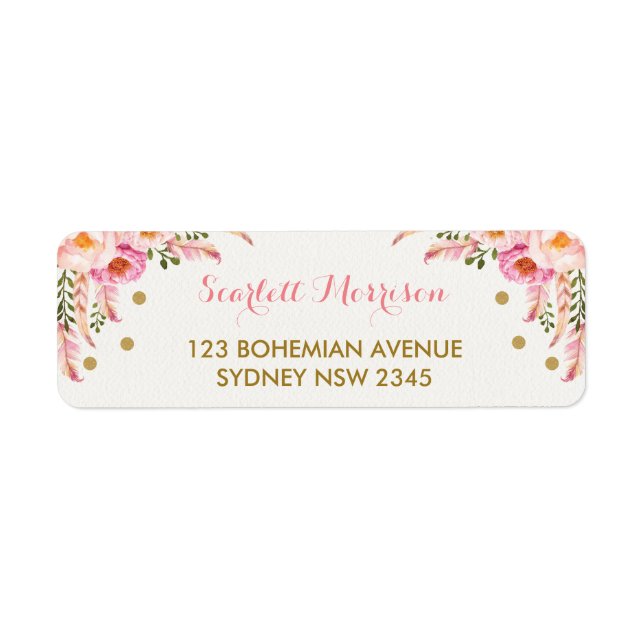 Etiqueta Primeiro aniversario Dourado Boho Floral Blush Ros (Frente)