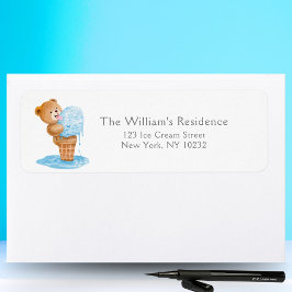 Etiqueta Primeiro Aniversário Sorvete do Urso de Teddy