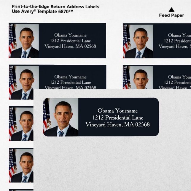 Etiqueta Primeiro Termo do Presidente Barack Obama (President Barack Obama First Term Portrait Address Label)
