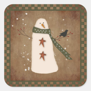 Etiqueta primitiva do boneco de neve