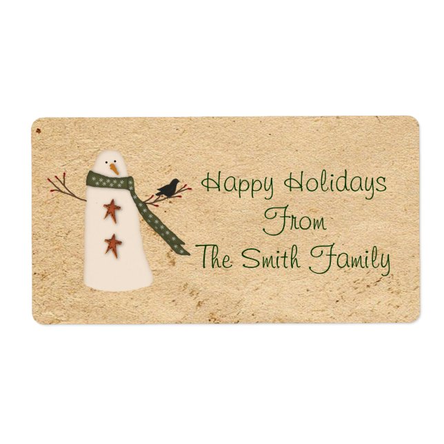 Etiqueta Primitiva do País Snowman (Frente)