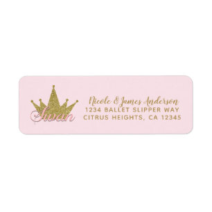 Etiqueta Princesa Cisne Coroa Glitter Dourado Glam