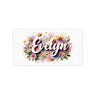 Etiqueta Princesa Floral Name Labels - Autocolante Personal