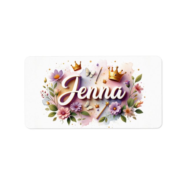 Etiqueta Princesa Floral Name Labels - Autocolante Personal (Frente)