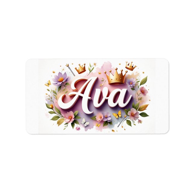 Etiqueta Princesa Floral Name Labels - Autocolante Personal (Frente)
