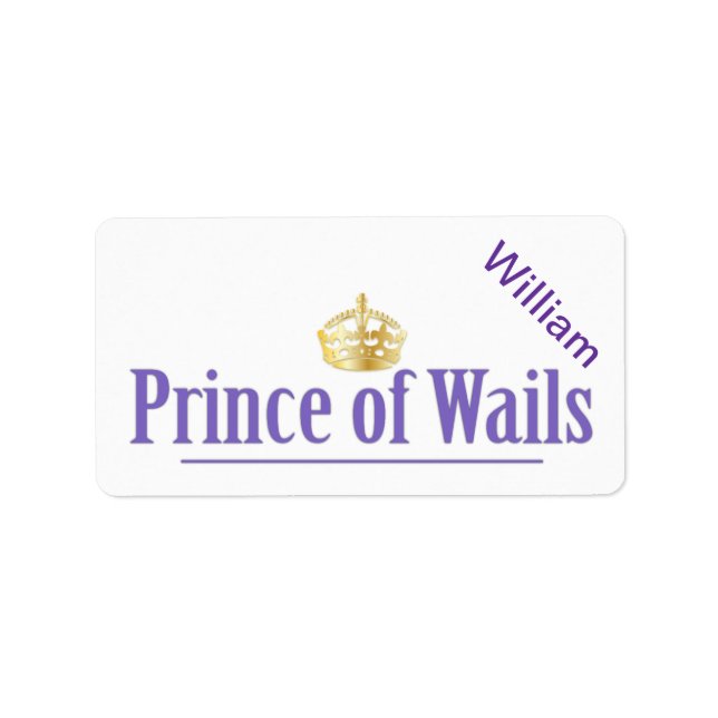 Etiqueta Príncipe de Wails / Princesa de Wails (País de Gal (Frente)