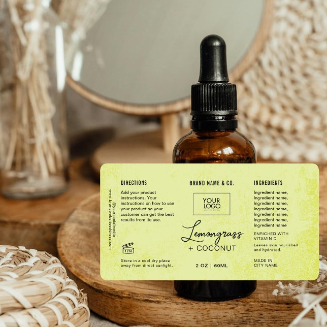 Etiqueta  Product Customizable Lemon Green Rustic Label (Criador carregado)