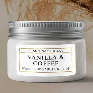 Etiqueta Produto Mínimo branco e Dourado de Jar de Manteiga