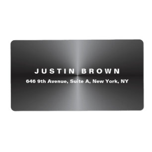 Etiqueta Profissional Moderno Elegante Simples Metal Cinza 