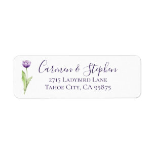 Etiqueta Profundo minimalista - casamento da tulipa do roxo