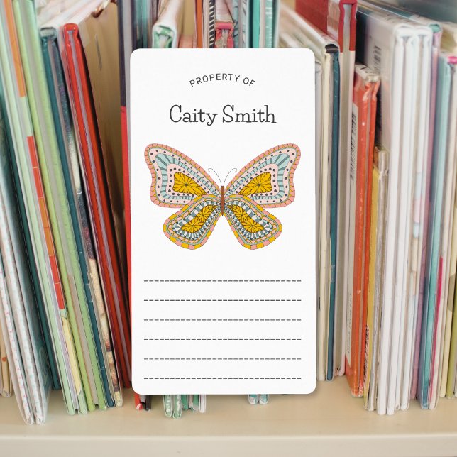 Etiqueta Propriedade da Borboleta de Boho (Criador carregado)