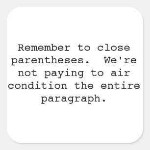 Etiqueta próxima dos parênteses