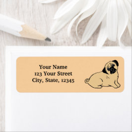 Etiqueta Pug Puppy Beige Return Address Labs