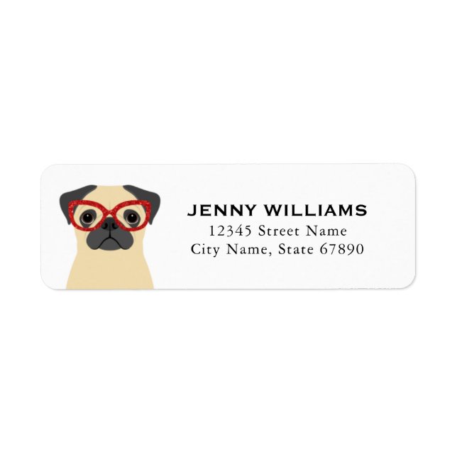 Etiqueta Pug Return Address Labels (Frente)