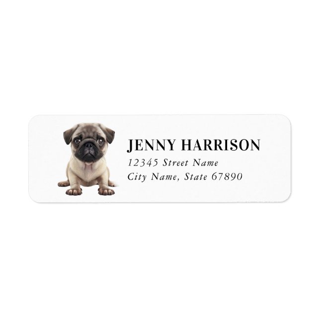Etiqueta Pug Return Address Labels (Frente)