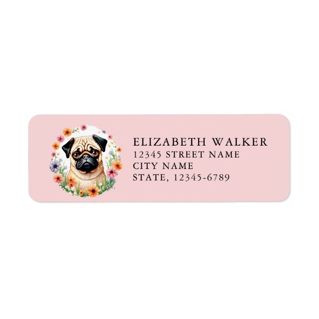 Etiqueta Pug Return Address Labels (Frente)