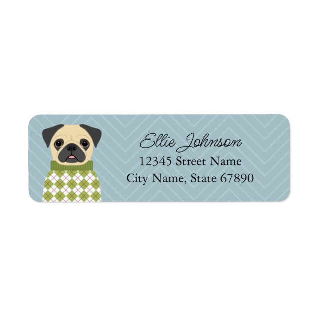 Etiqueta Pug Return Address Labels (Frente)