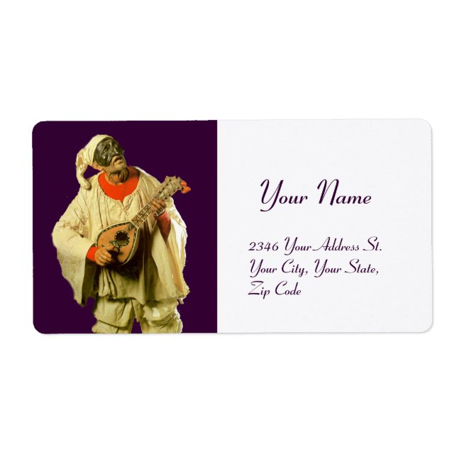 Etiqueta PULCINELLA COM MANDOLIN branco roxo (Frente)