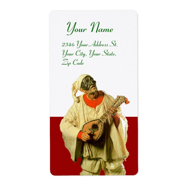 Etiqueta PULCINELLA COM MANDOLIN vermelho branco (Frente)