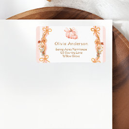 Etiqueta Pumpkin Floral Baby Shower Return Address Label