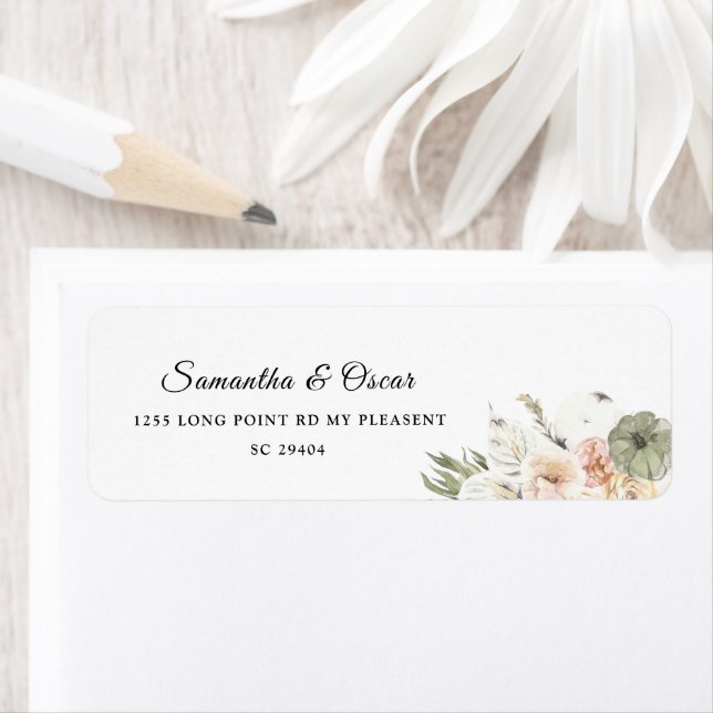 Etiqueta Pumpkins e Flores Modernos de Aquarela (Insitu)