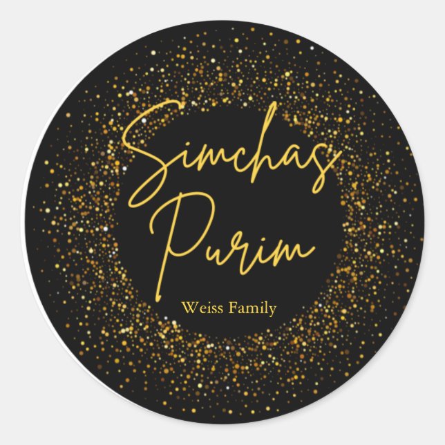 Etiqueta Purim Brilho Dourado (Frente)