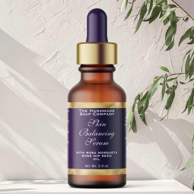 Etiqueta Purple and Gold Cosmetics Dropper Bottle Label  (Criador carregado)