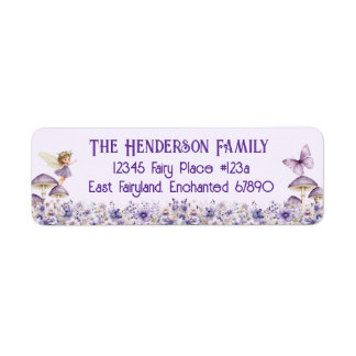 Etiqueta Purple Fairy Party Return Address Label
