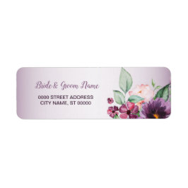 Etiqueta Purple Floral Geometric Greenery Return Address