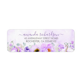 Etiqueta Purple Floral Pumpkins Elegante Fall Party