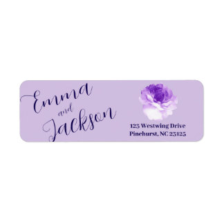 Etiqueta Purple Flower Script Return Address Label