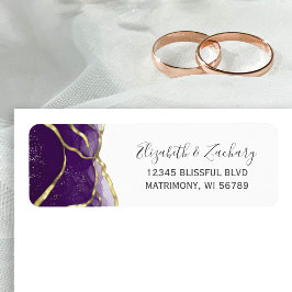 Etiqueta Purple Gold Ink Wedding Return Address