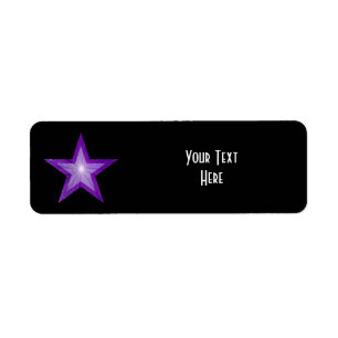 Etiqueta Purple Star 'Your Text' label small black