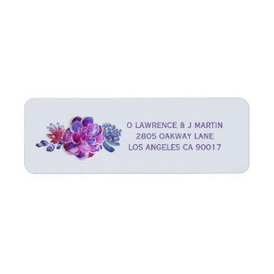 Etiqueta Purple Succulent Floral