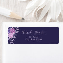 Púrpura de aquarela e padrão floral rosa