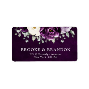 Etiqueta Púrpura Púrpura Pera-marfim Casamento Floral Branc