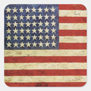 Etiqueta quadrada com a bandeira americana do