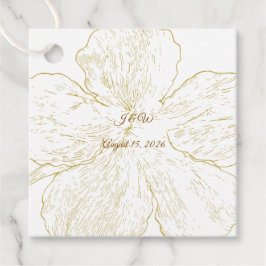 Etiqueta Quadrada de Favor de Casamento Floral Bot