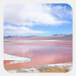 Etiqueta quadrada de Laguna Colorada em Bolívia