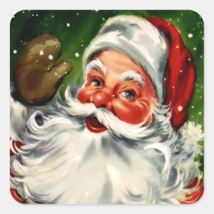 Etiqueta quadrada de Papai Noel