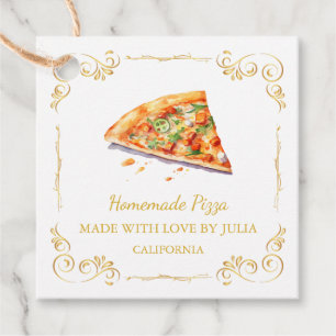 Etiqueta Quadrada de Pizza Caseira Antiga