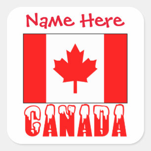 Etiqueta Quadrada Nome Bandeira Canadá Personaliza