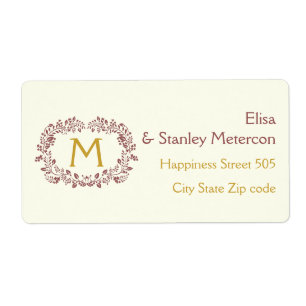 Etiqueta Quadro da grinalda da folha de Marsala & casamento