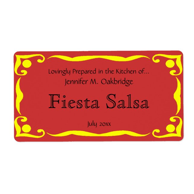 Etiqueta Quadro de estilo vitoriano amarelo com vermelhos d (Frente)